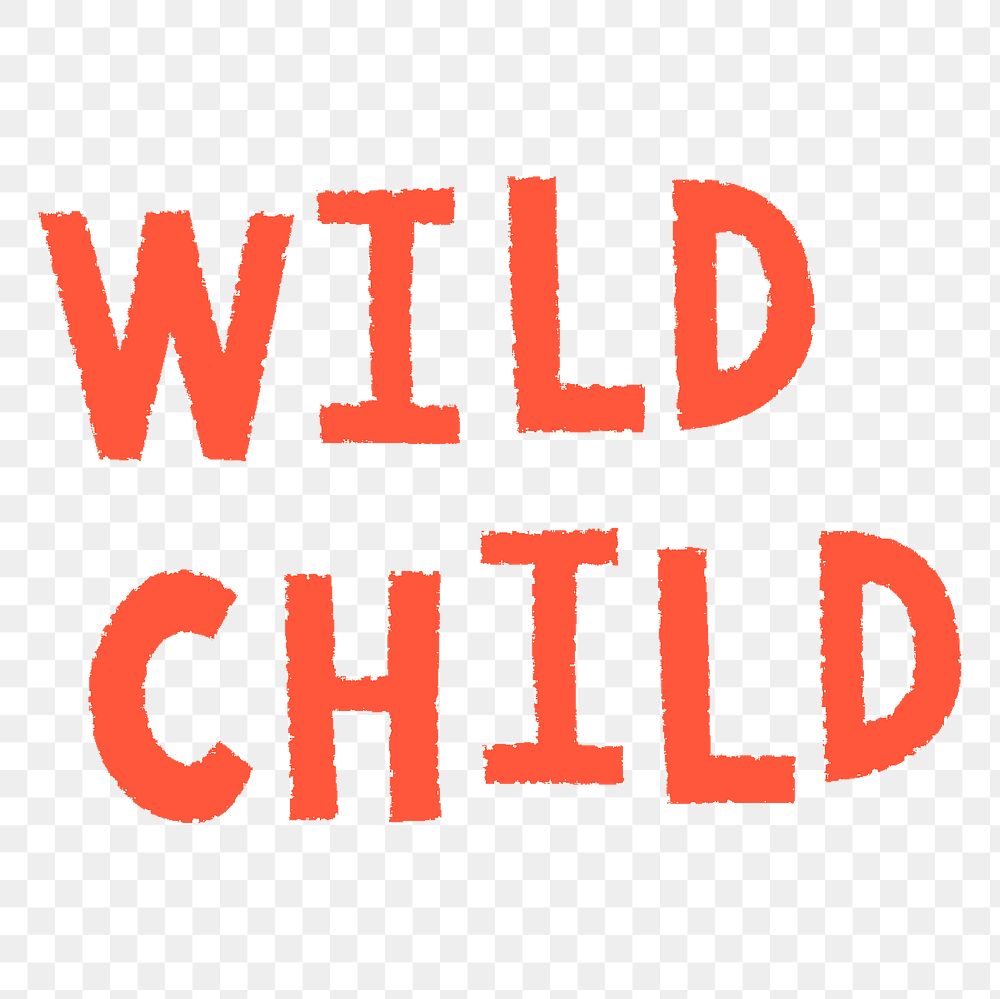 Red wild child doodle typography design element