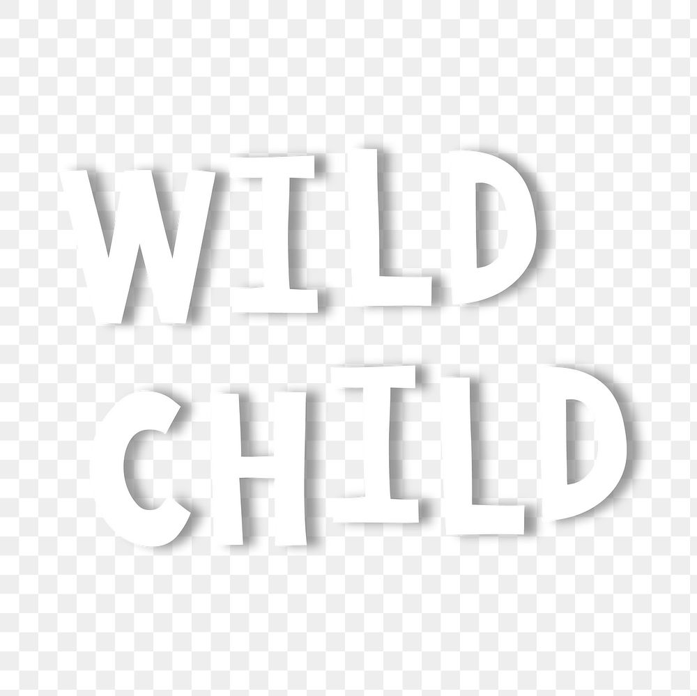 White wild child doodle typography design element