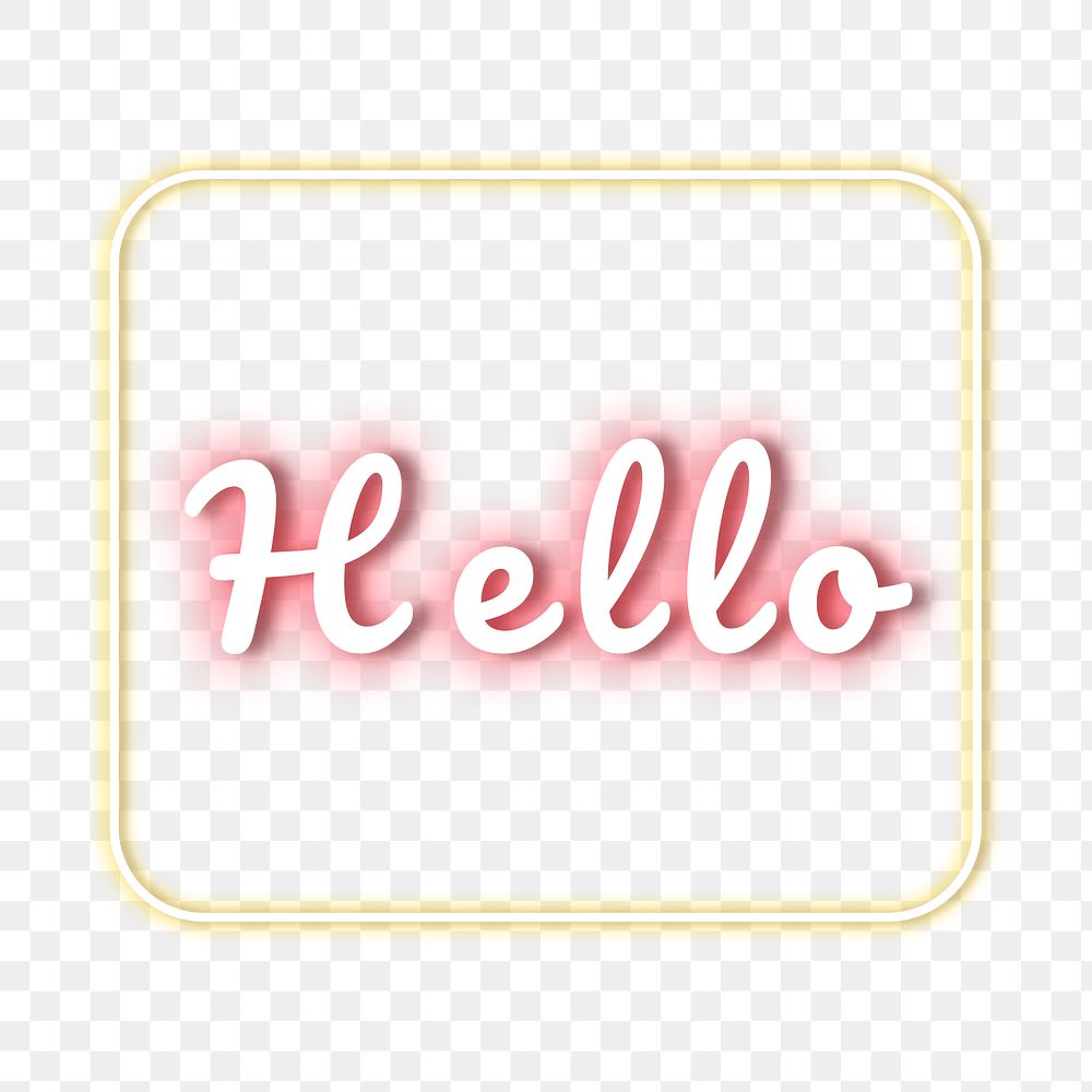 Png hello neon greeting typography word