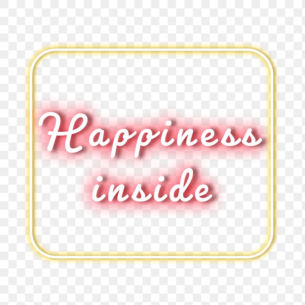 Png happiness inside neon light png typography