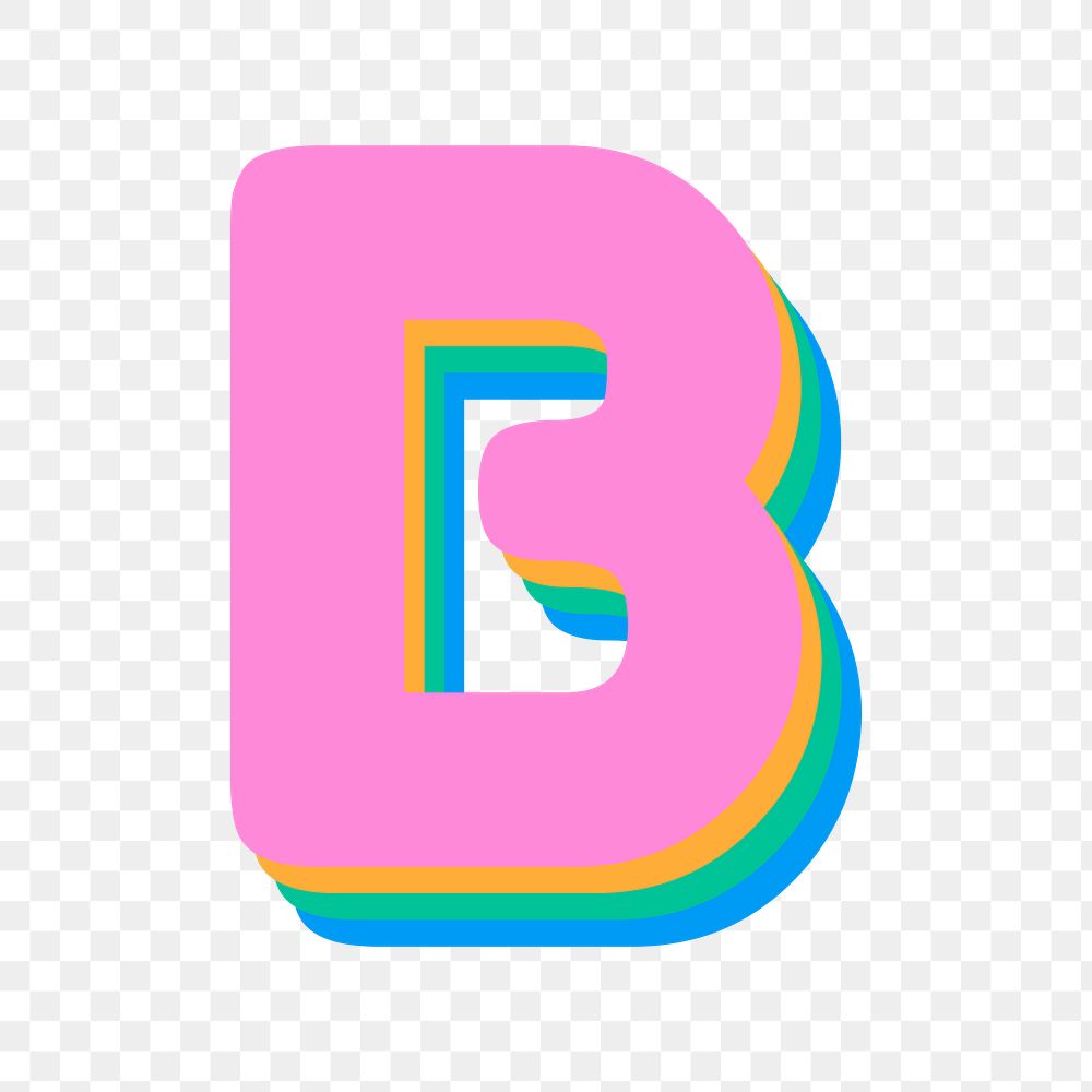 Png colorful b font lettering