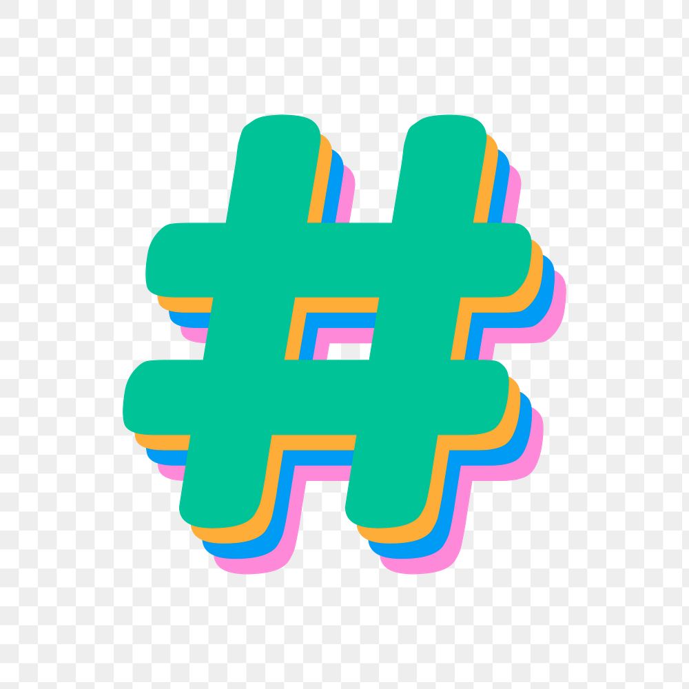 Png hashtag 3d font typography