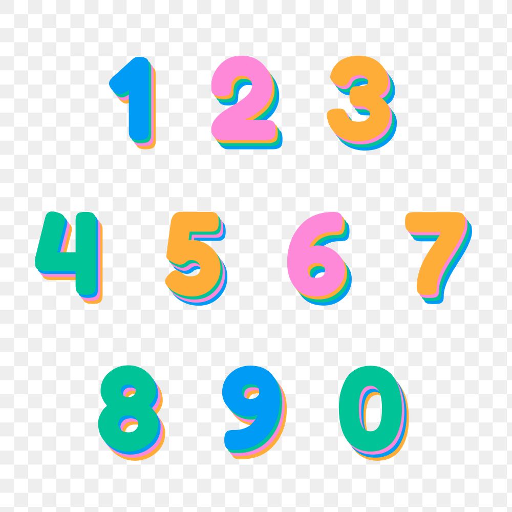 Png number set 3d font