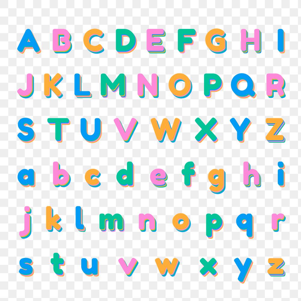 Colorful letter collection png 3d