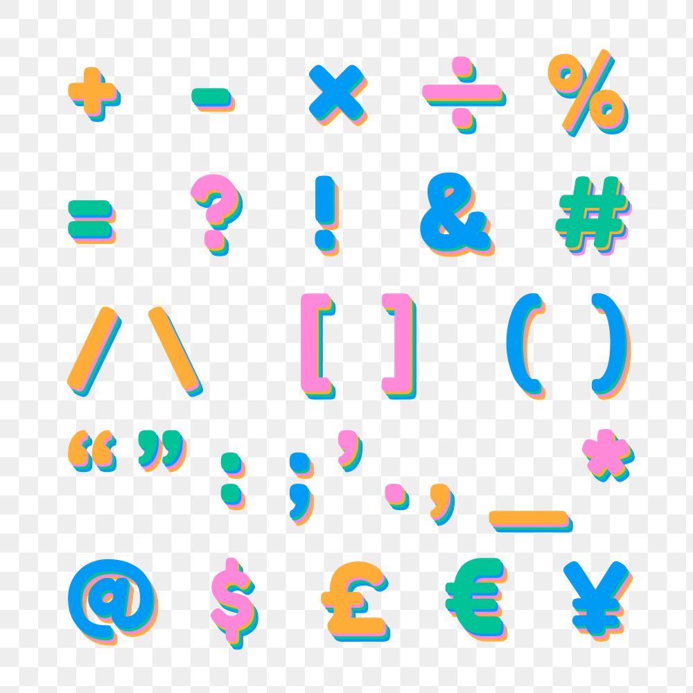 Png symbol set font typography
