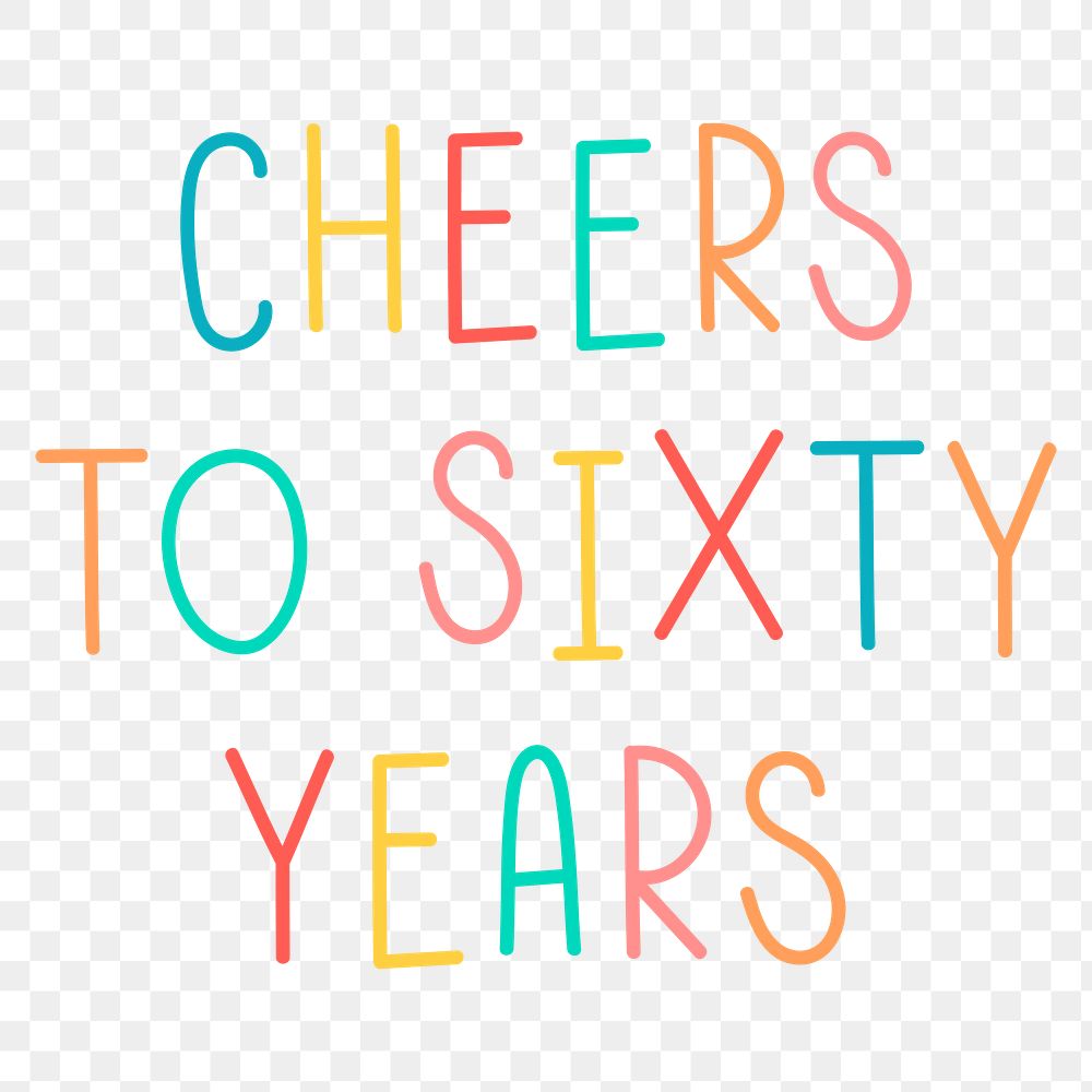 Colorful cheers to sixty years typography design element