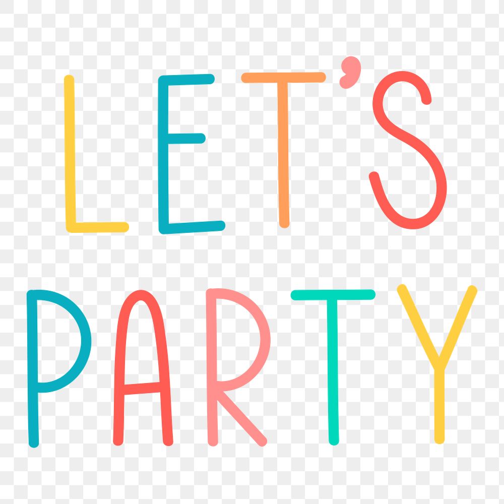 Colorful let's party typography design element