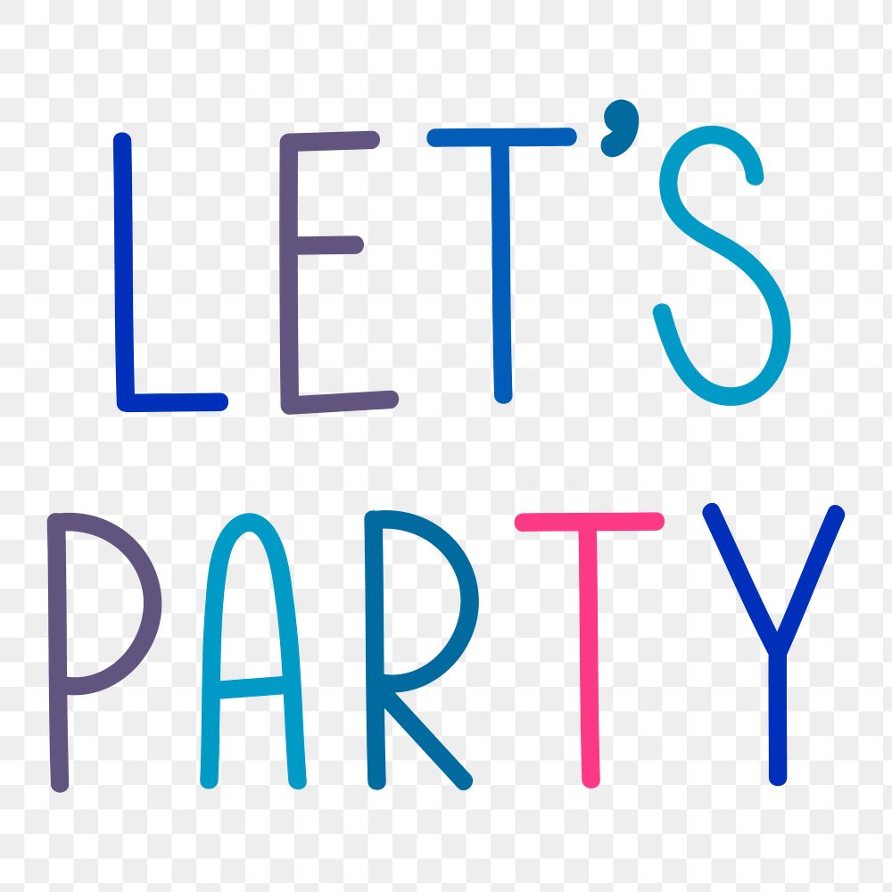 Png let's party colorful word illustration 