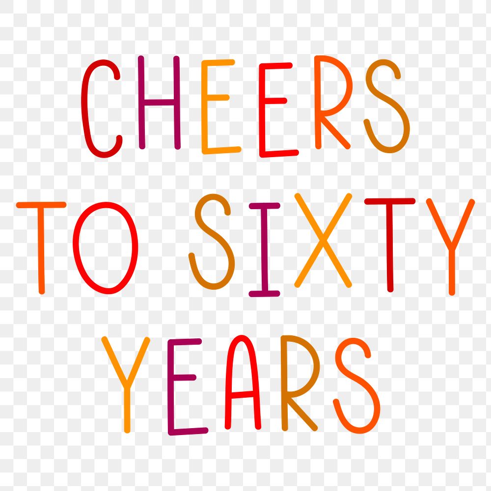 Png cheers to sixty years colorful typography 