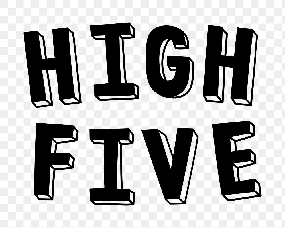 High five png word typography font