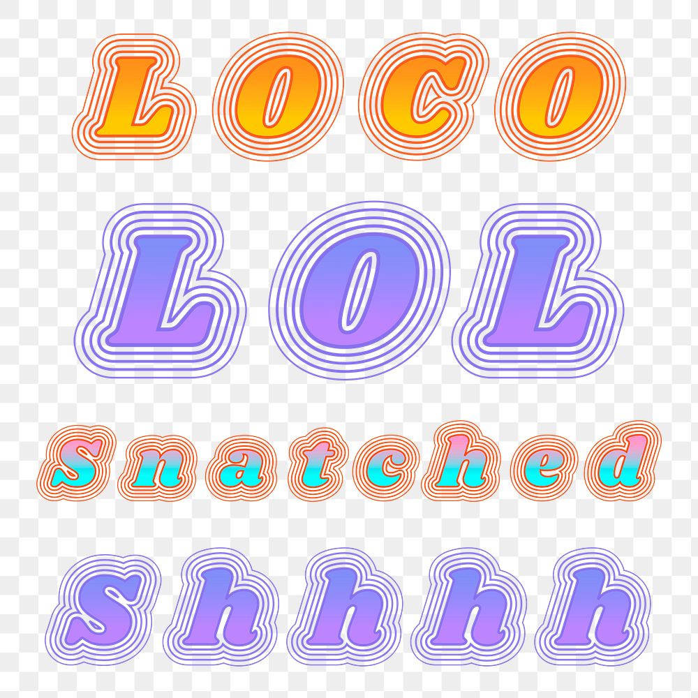 Word sticker png 90's typography set