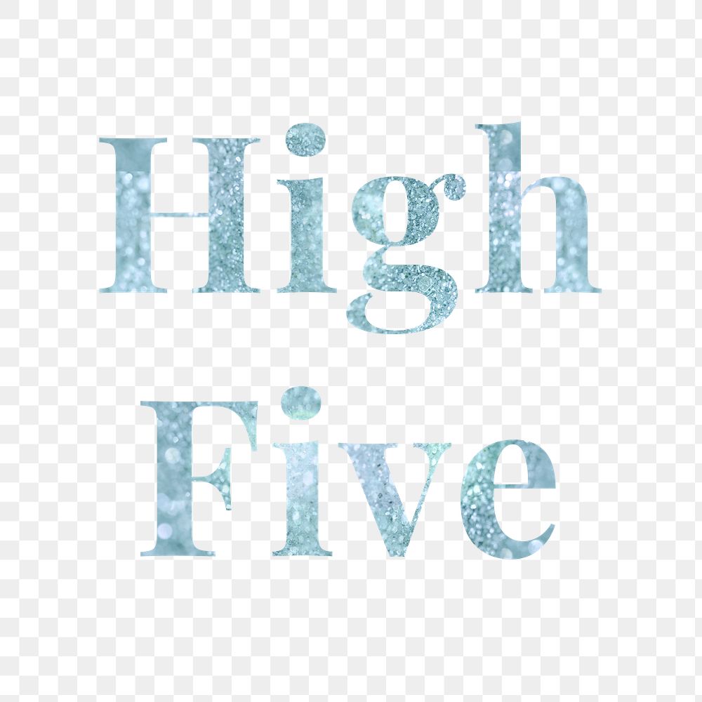 Glittery high five light blue font design element