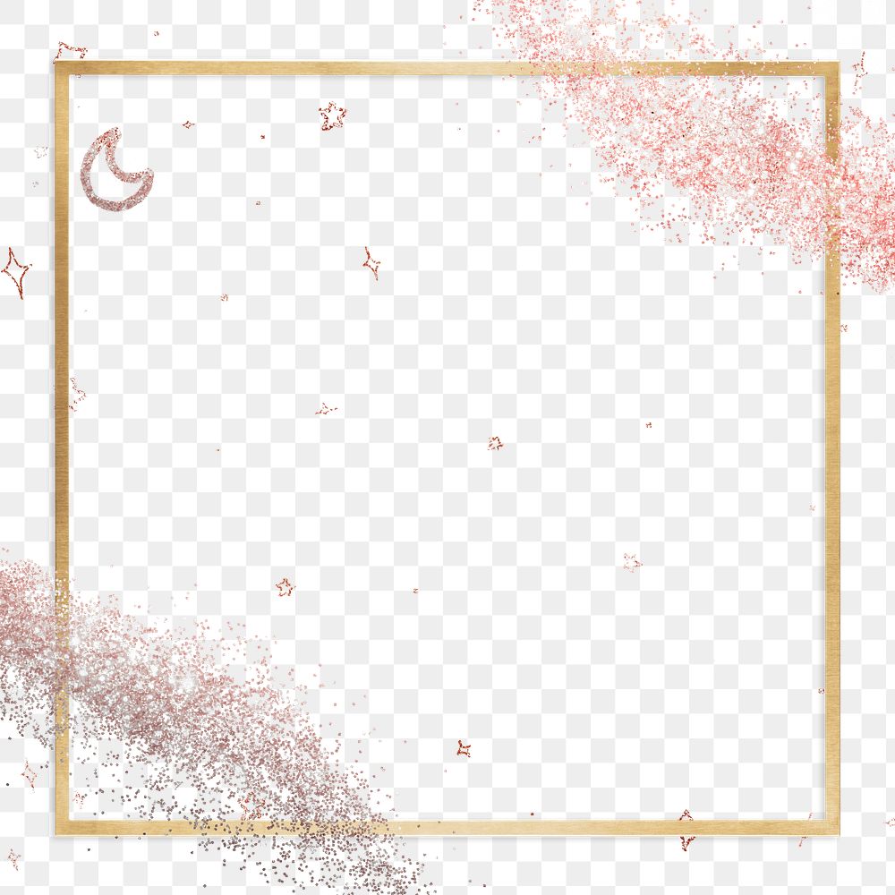 Glitter gold frame png pink sparkly 