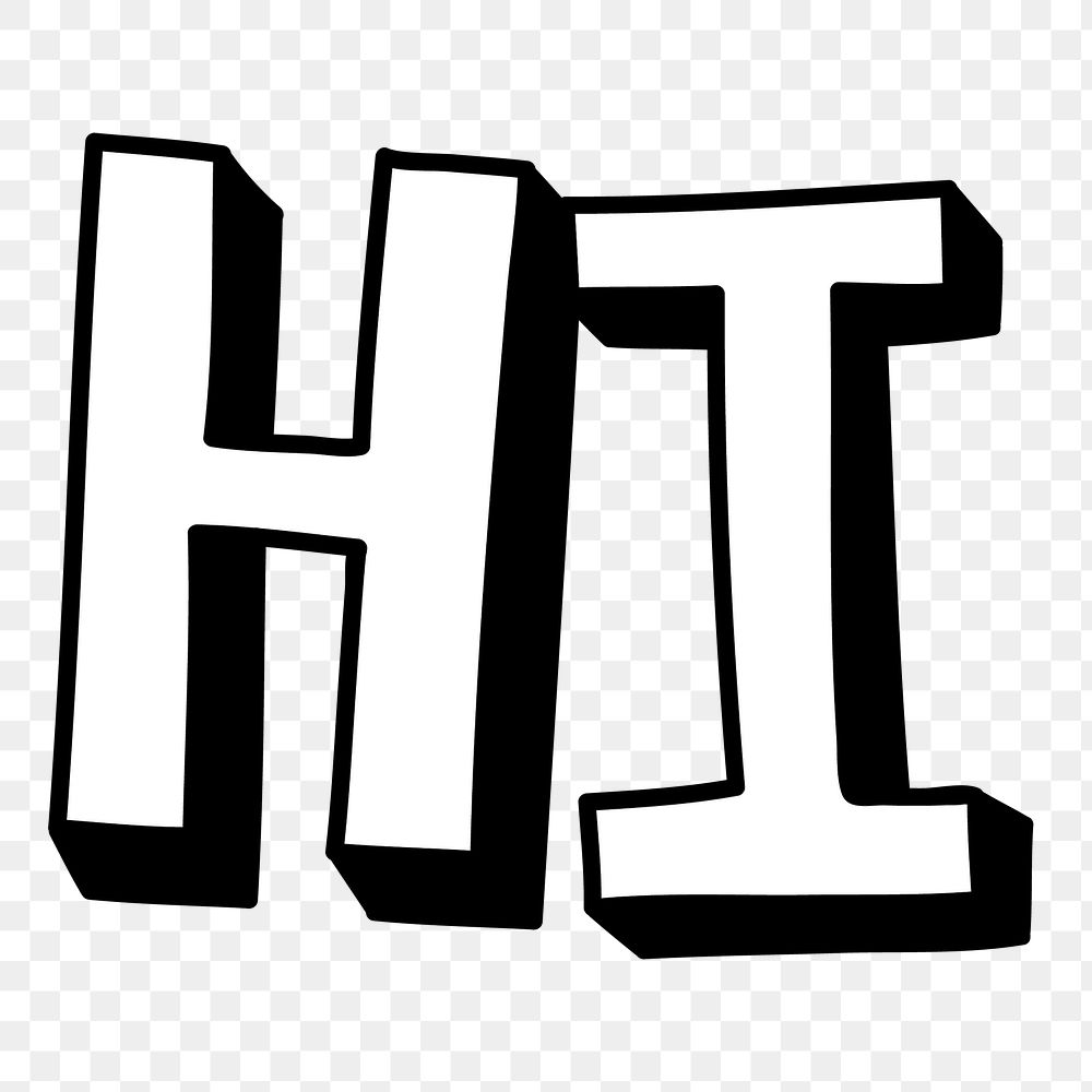 Hi shadow font typography png