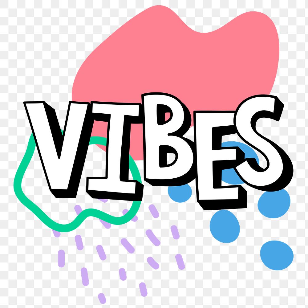 Png vibes word bold font typography 