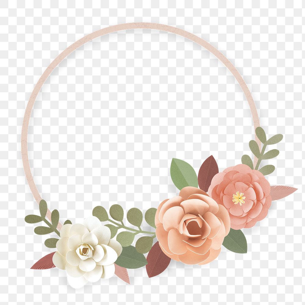 Round paper craft flower wreath vector