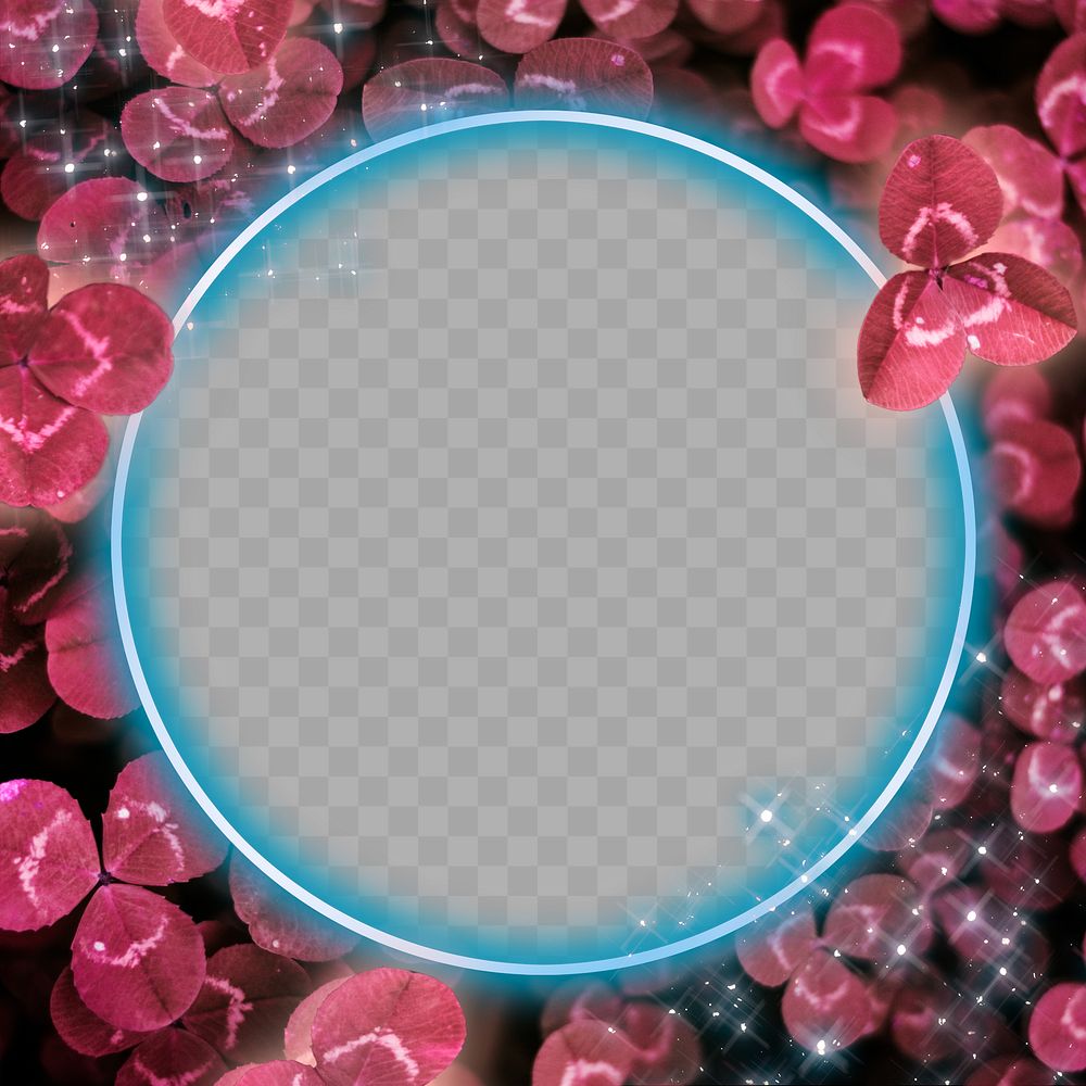 Red neon clover frame png