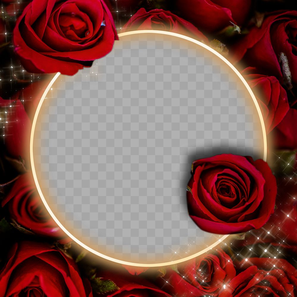 Red rose neon frame png
