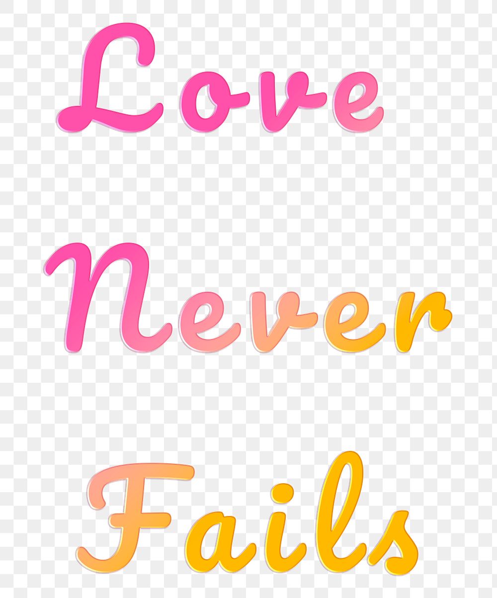 Doodle lettering love never fails png cute font typography