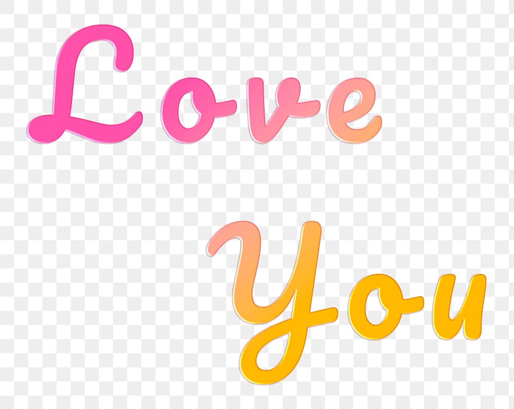 Love you word png clipart doodle colorful hand writing