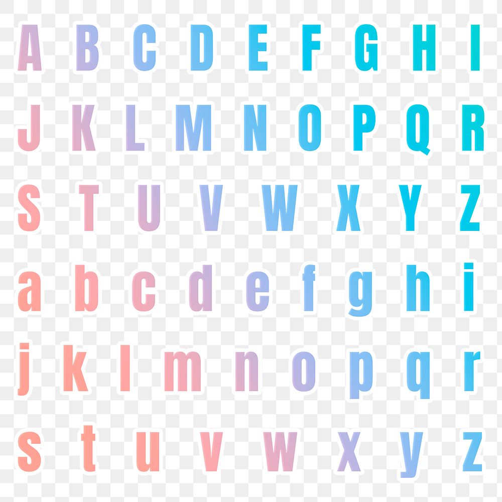Gradient pastel png alphabet set