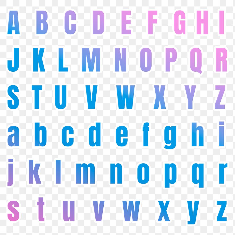 Gradient alphabet letter png set