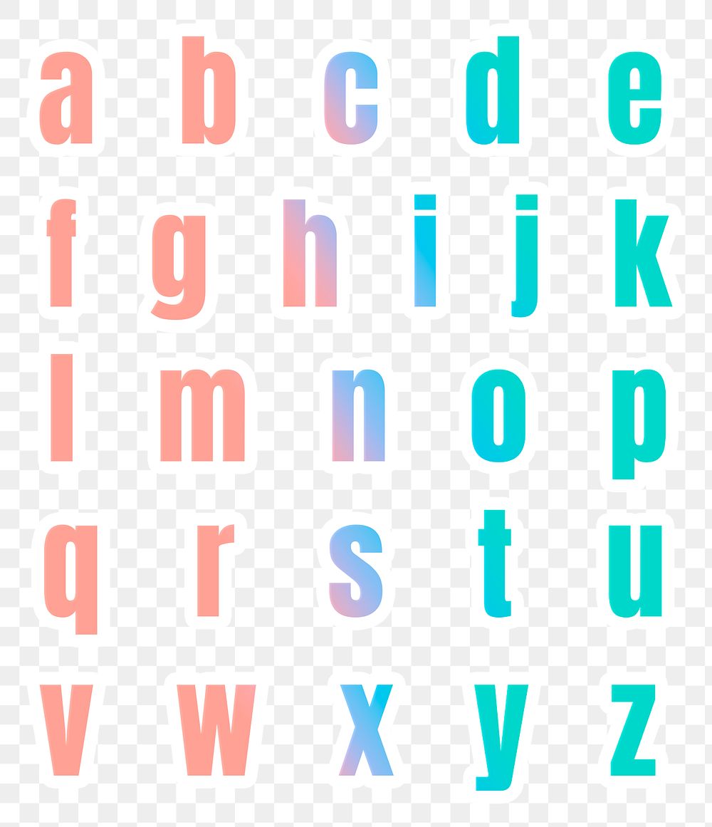 Png pastel gradient alphabet letter set