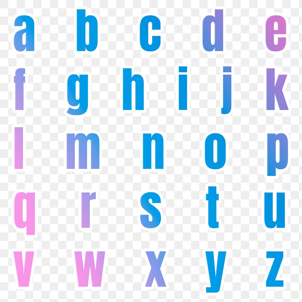 Gradient png alphabet letter set