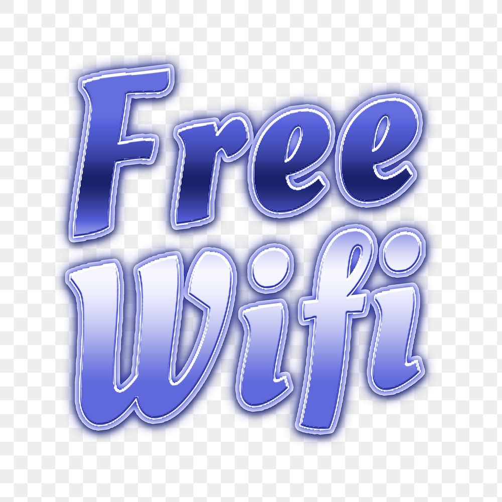 Free wifi neon blue png word typography