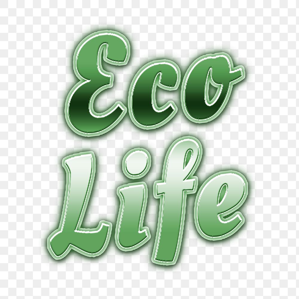 80s green eco life png word typography