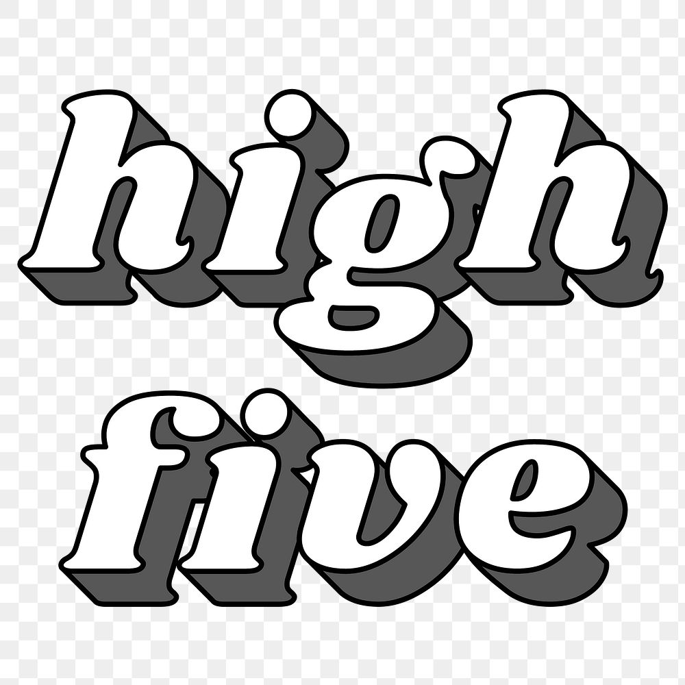 Retro high five lettering png bold shadow font typography