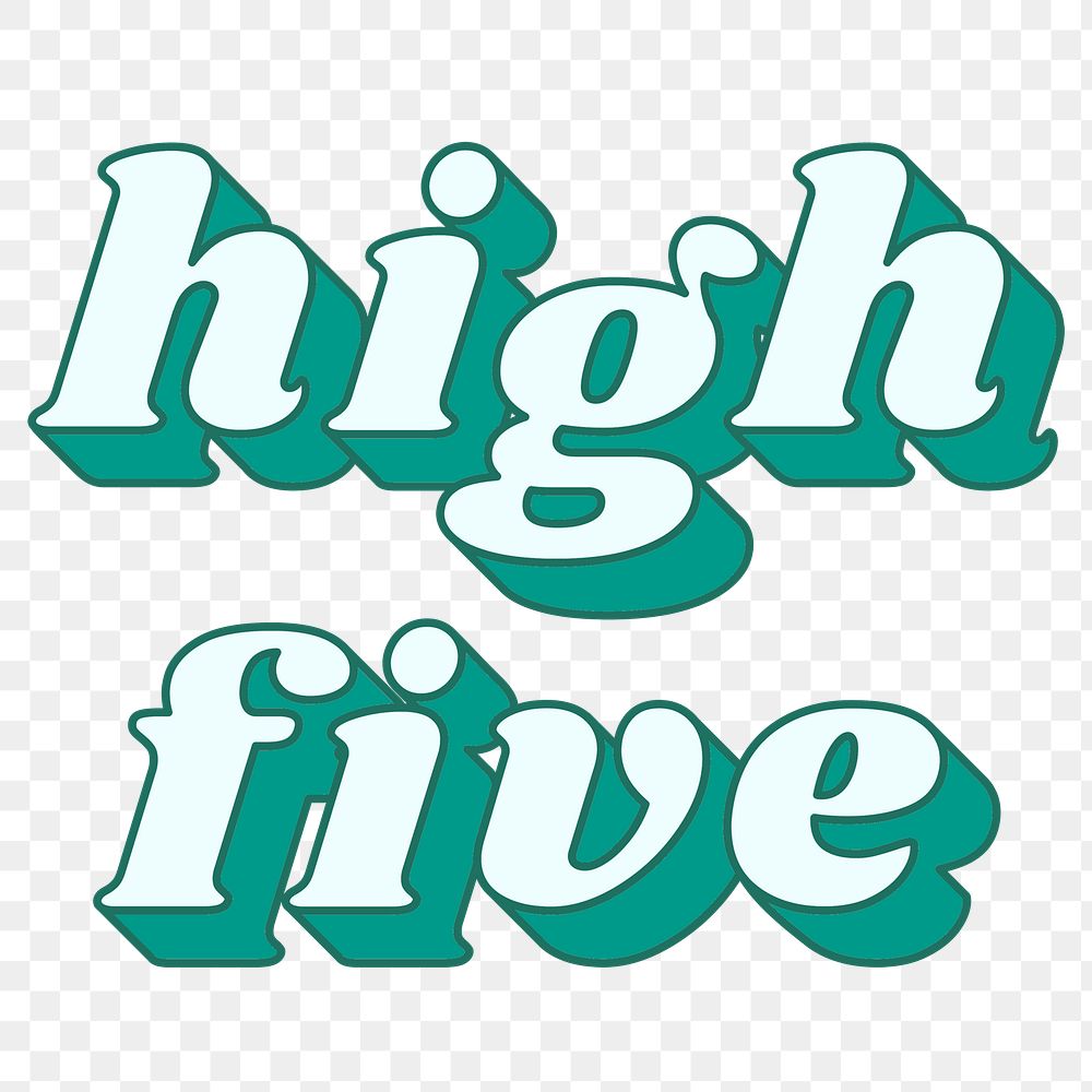 Retro high five lettering png bold shadow font typography