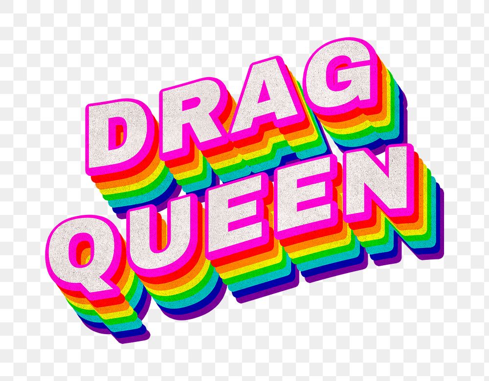 Rainbow word DRAG QUEEN typography design element