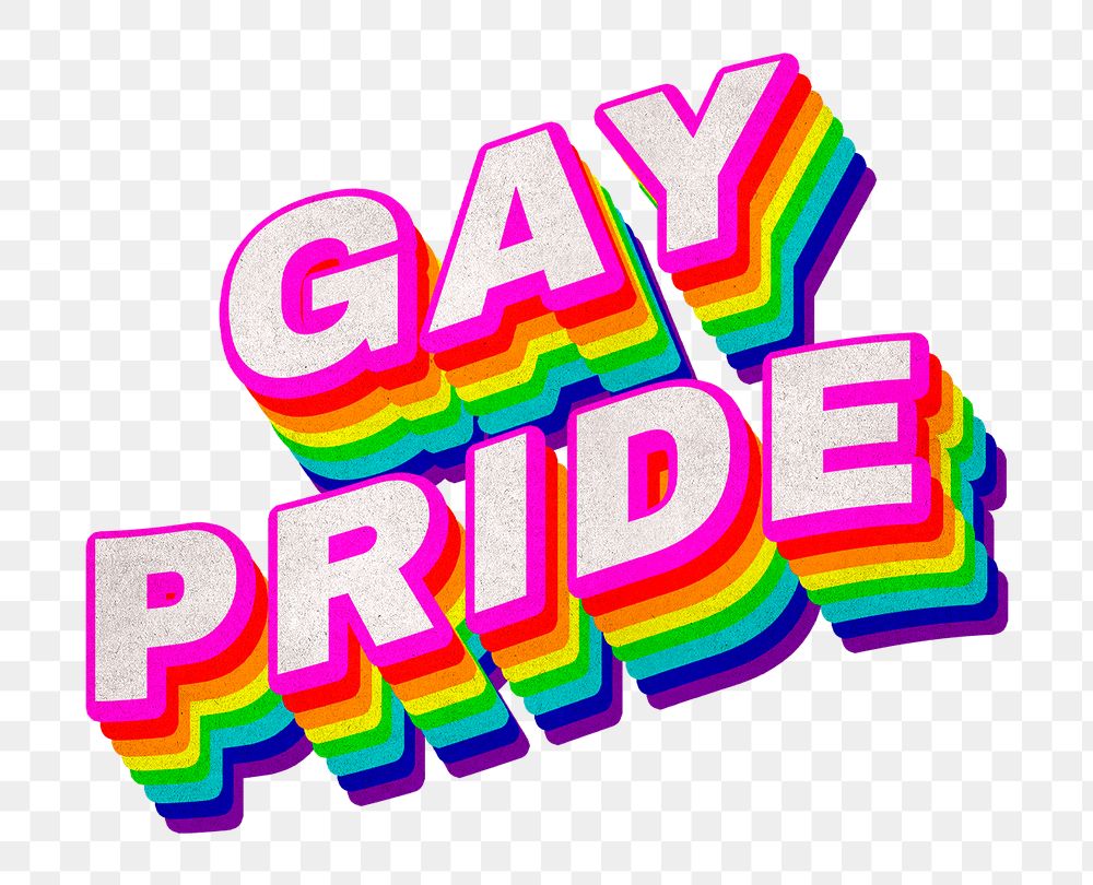 Rainbow word GAY PRIDE typography design element