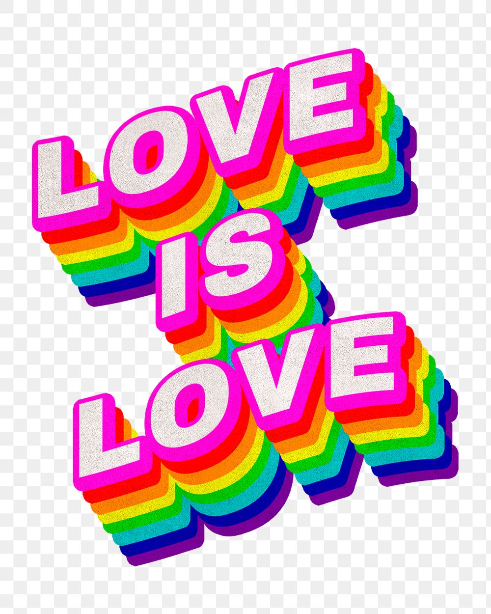Rainbow word LOVE IS LOVE typography design element