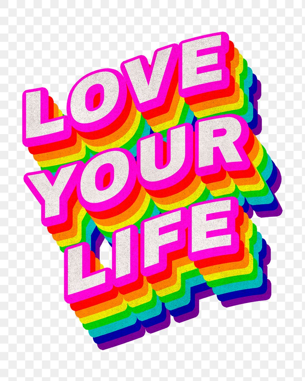 Rainbow word LOVE YOUR LIFE typography design element