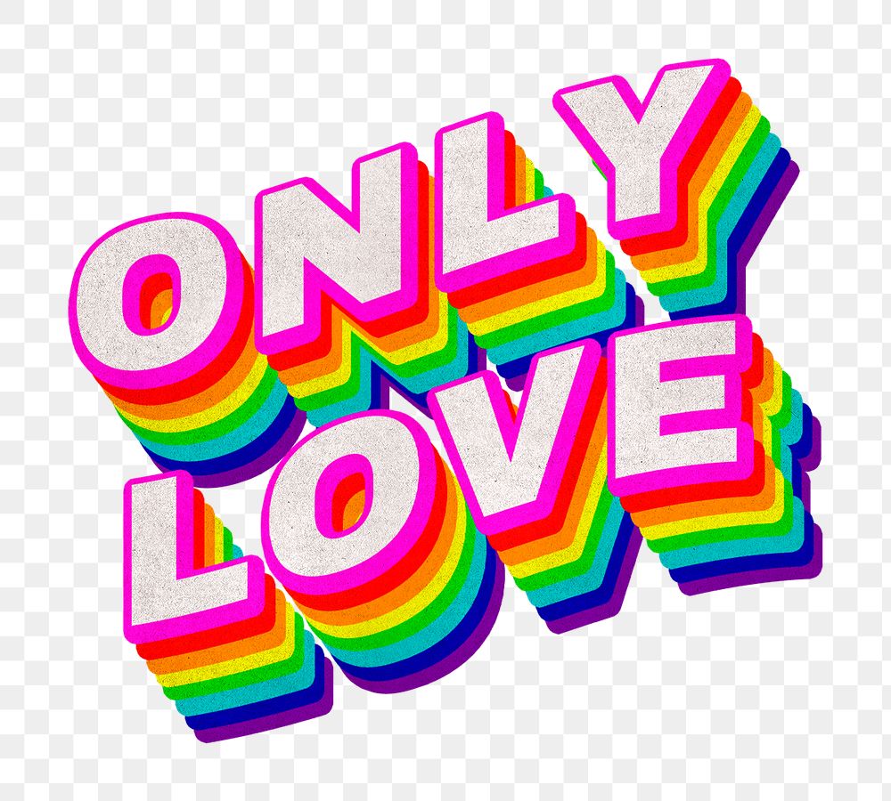 Rainbow word ONLY LOVE typography design element