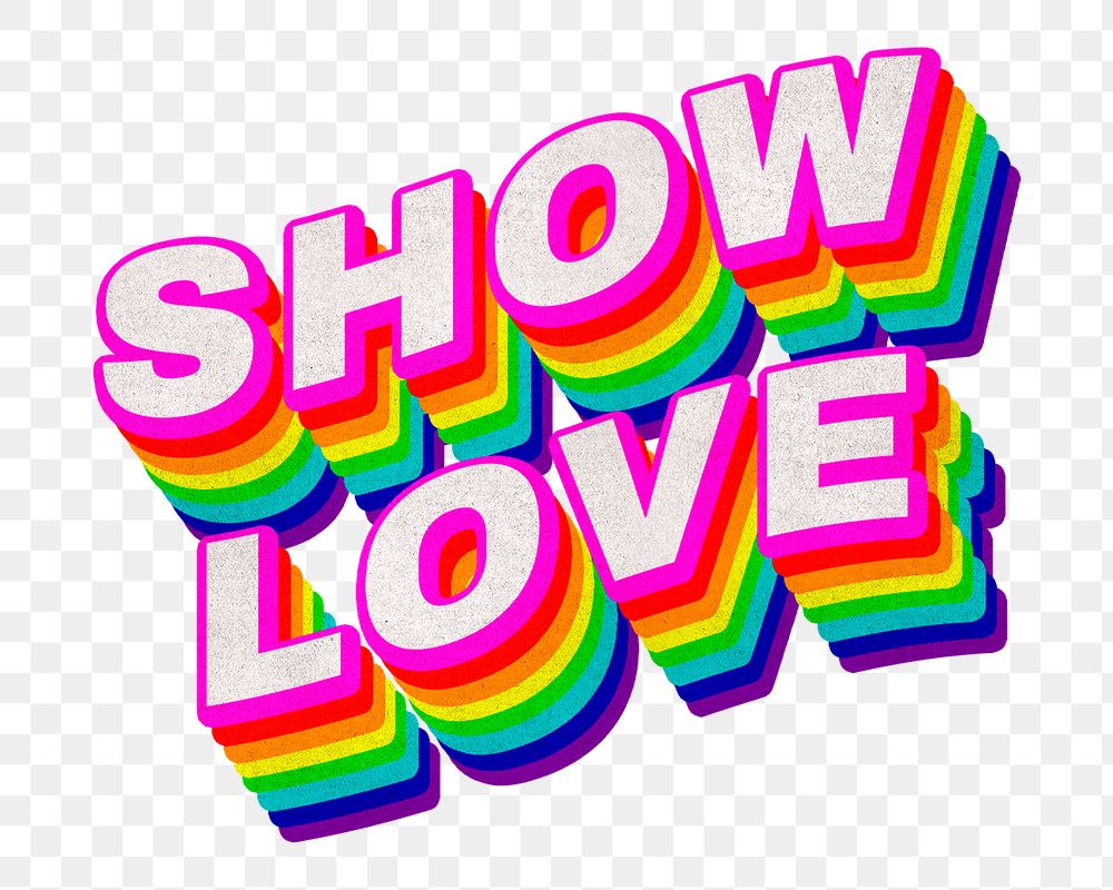 Rainbow word SHOW LOVE typography design element