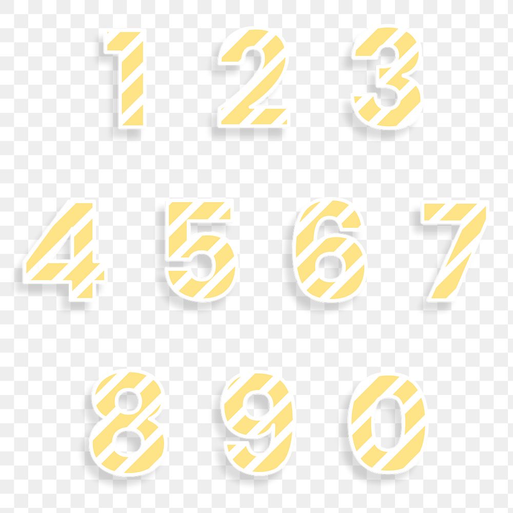 Number font set illustration png stripe pattern