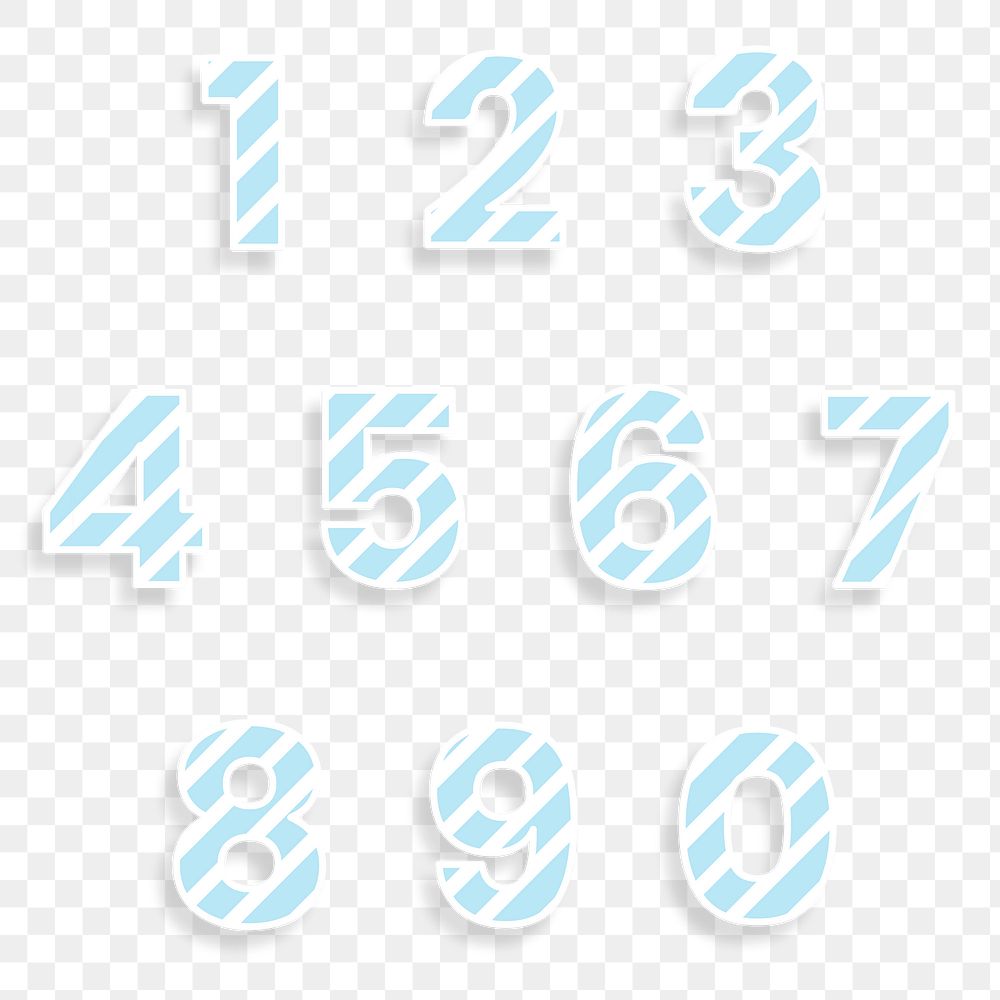Striped numbers  font png set