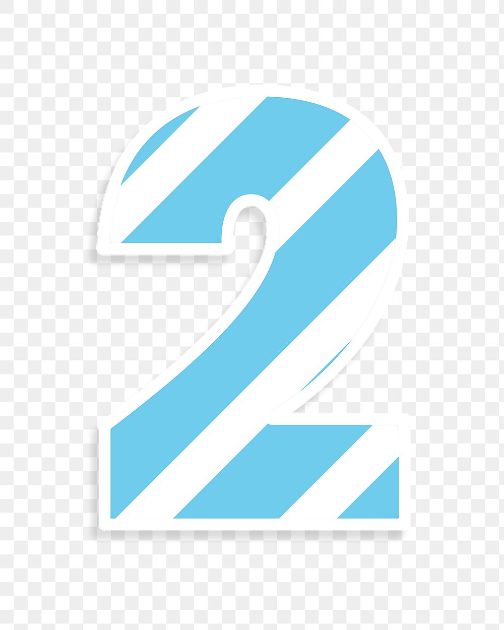 Number 2 blue typography png