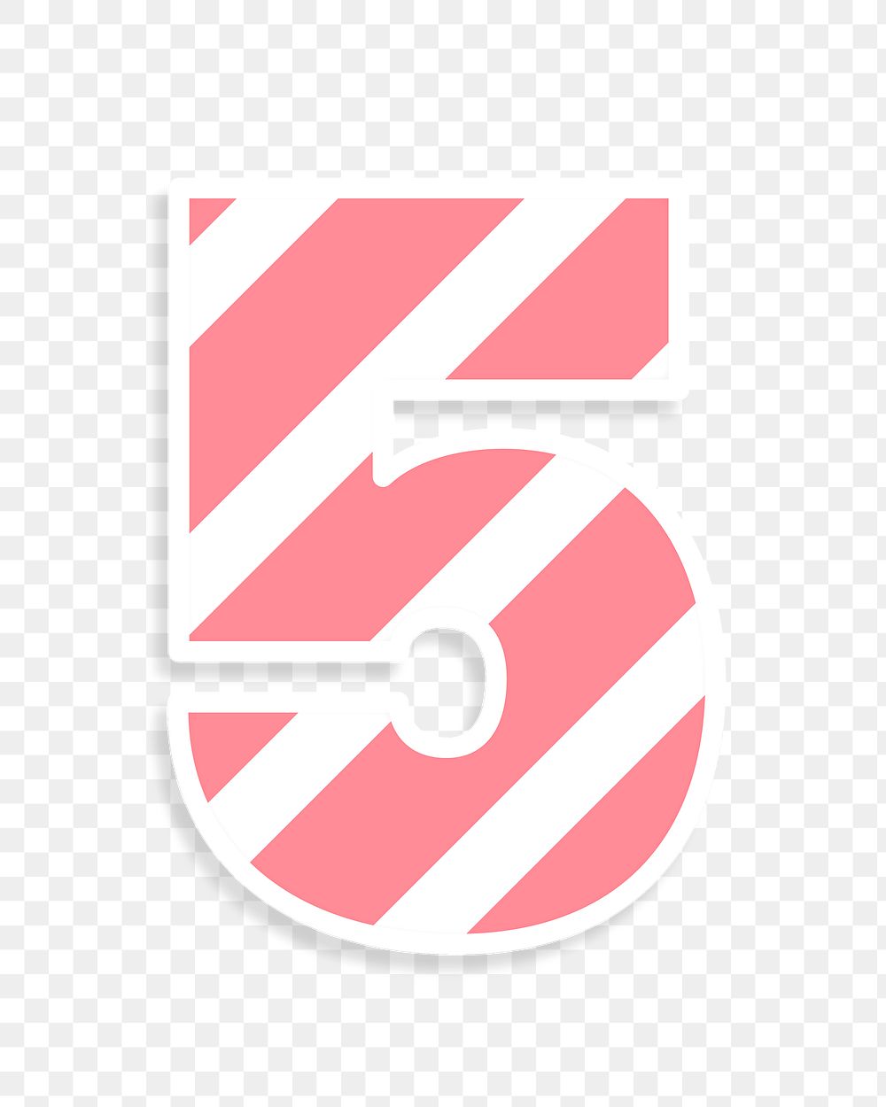 Number 5 pink typography png