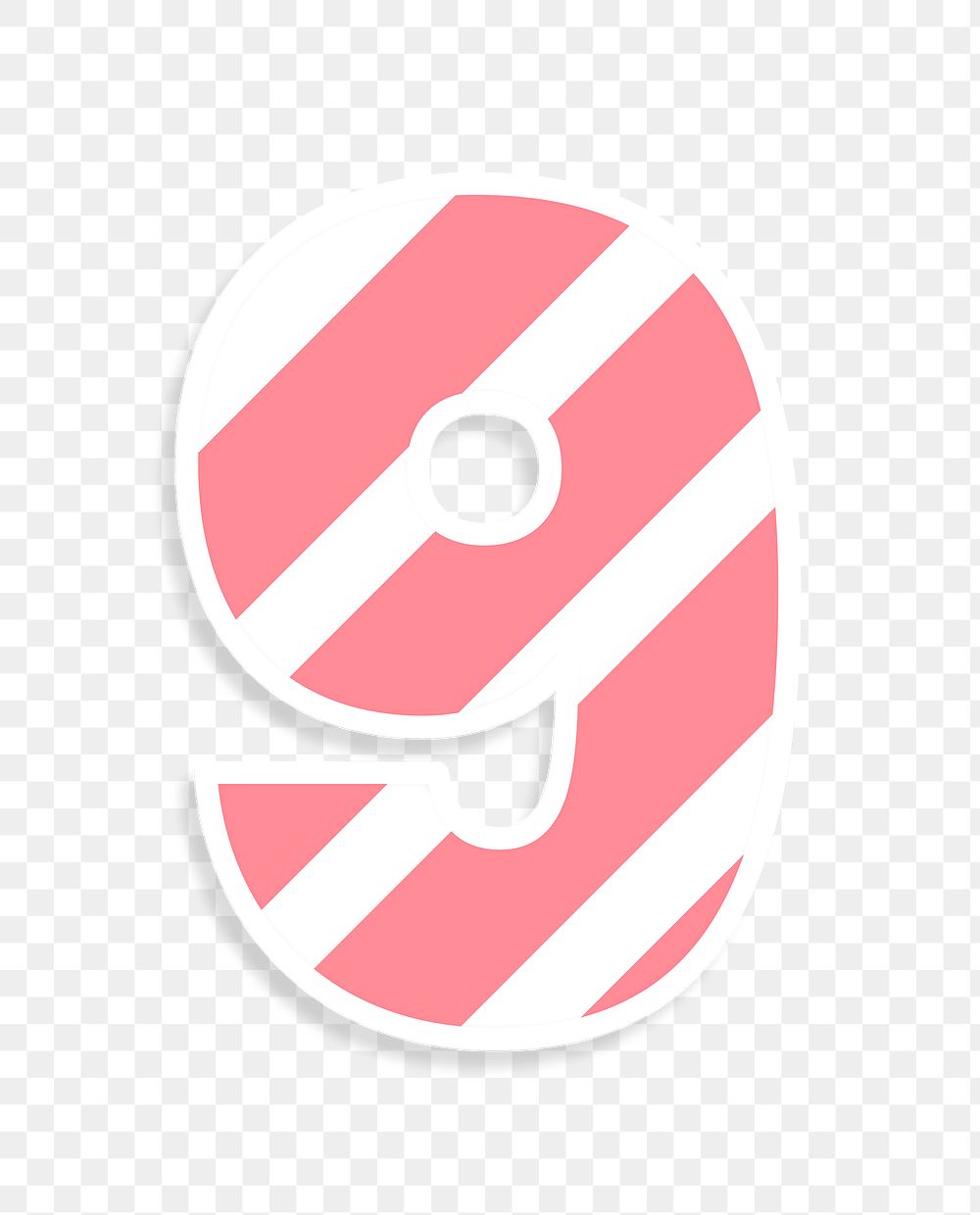 Number 9 pink typography png