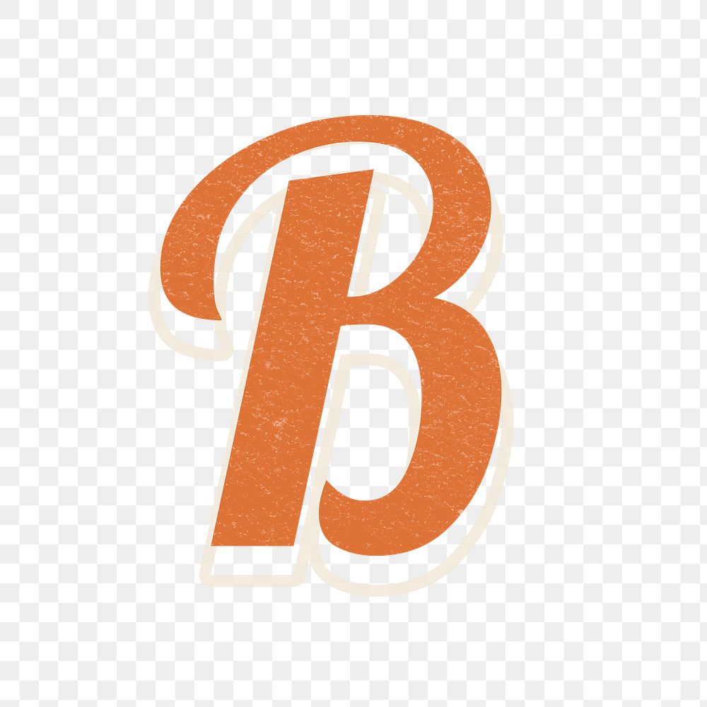 Orange vintage uppercase letter B typography design element