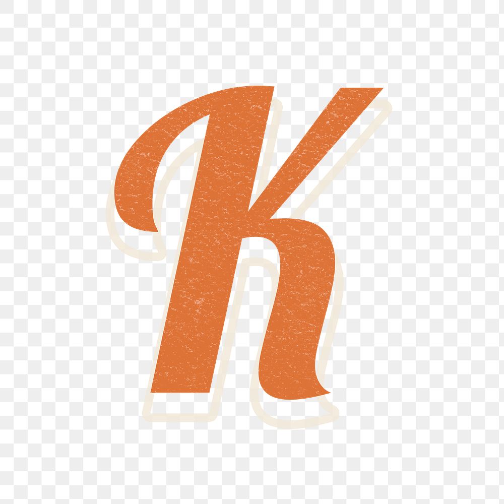 Letter K retro bold font typography and lettering
