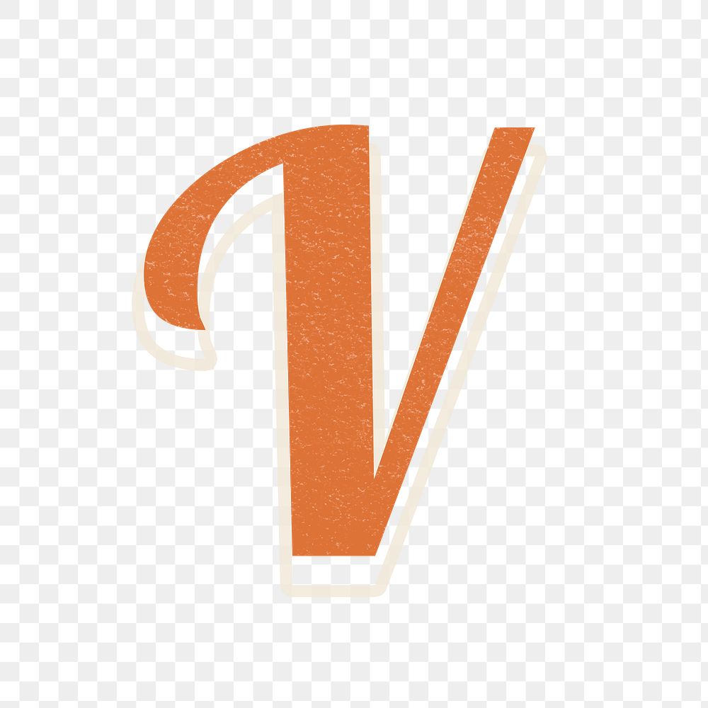 Letter V retro bold font typography and lettering