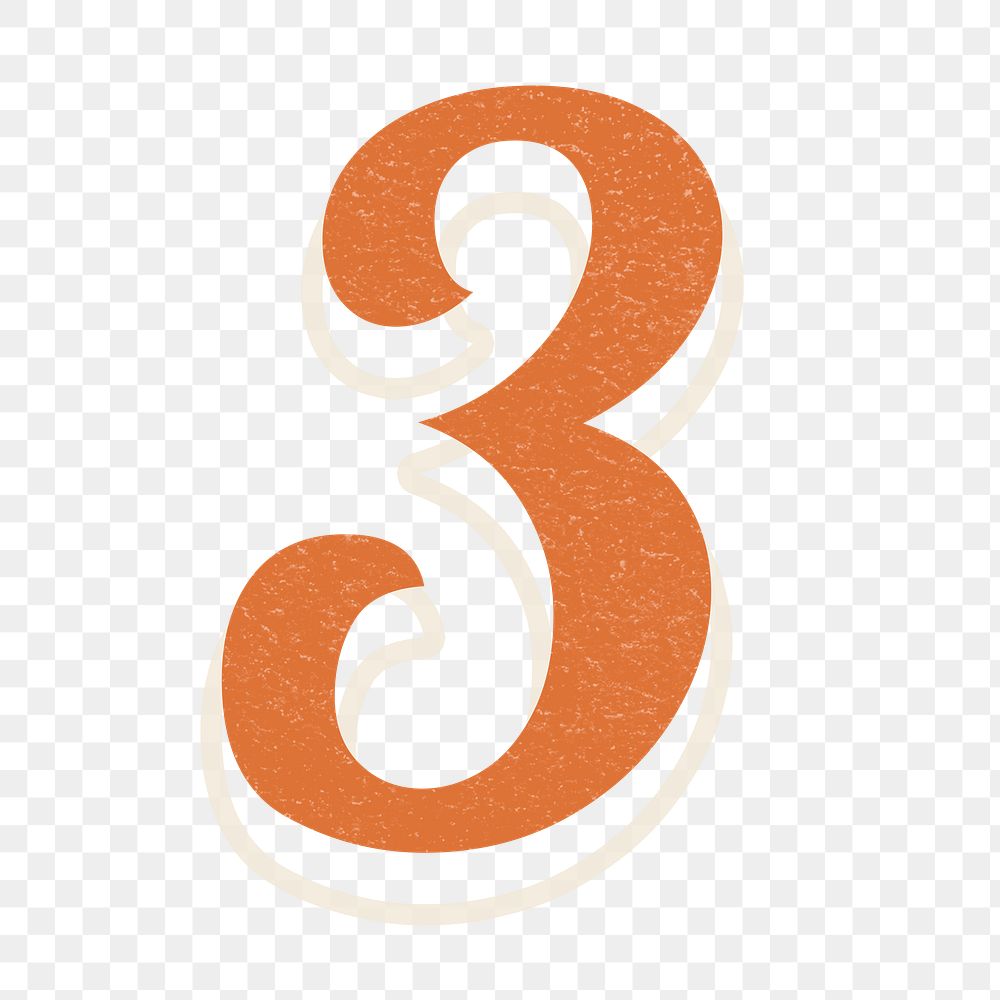 Number three 3 png lettering