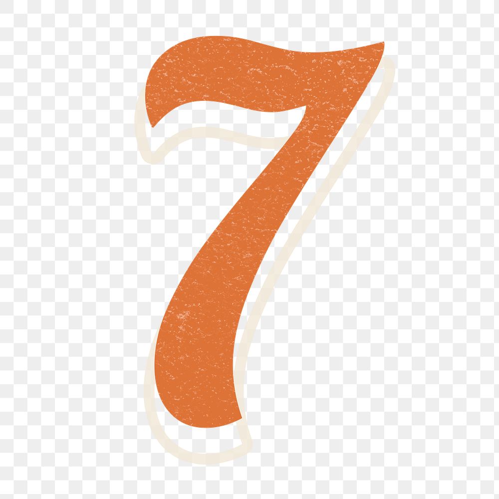 Number 7 png handwriting font lettering