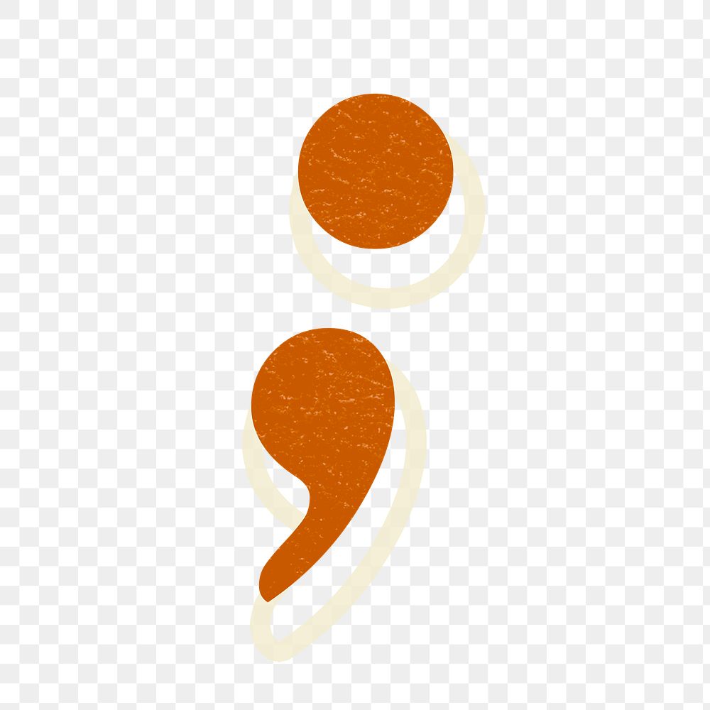 Semicolon png punctuation mark retro font symbol