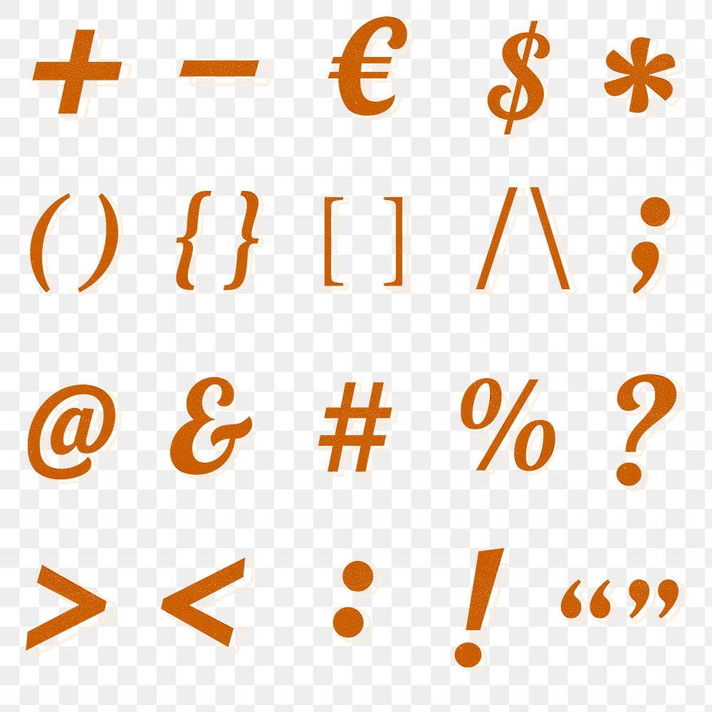 Punctuations, symbols png retro style font